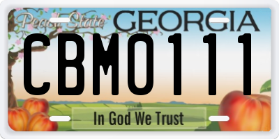 GA license plate CBM0111