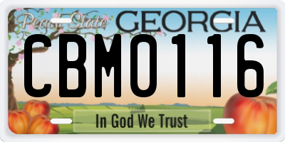 GA license plate CBM0116