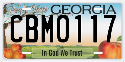 GA license plate CBM0117