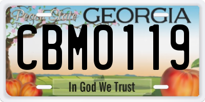 GA license plate CBM0119