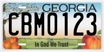 GA license plate CBM0123