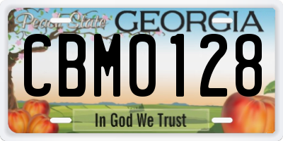 GA license plate CBM0128
