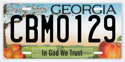 GA license plate CBM0129