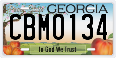 GA license plate CBM0134