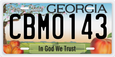 GA license plate CBM0143