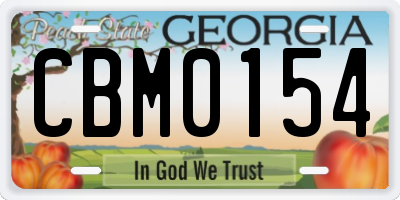 GA license plate CBM0154