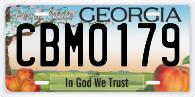 GA license plate CBM0179