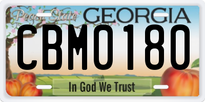 GA license plate CBM0180