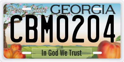 GA license plate CBM0204