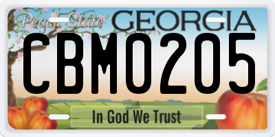 GA license plate CBM0205