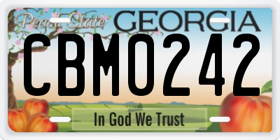 GA license plate CBM0242