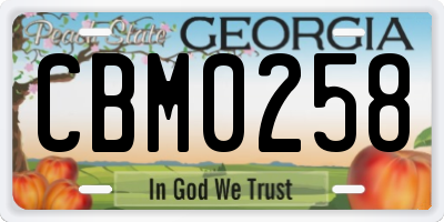 GA license plate CBM0258