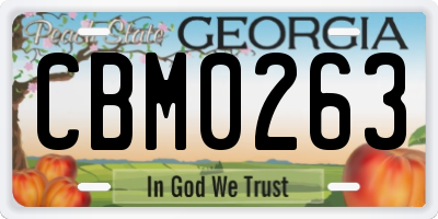 GA license plate CBM0263