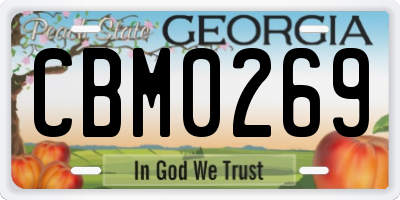 GA license plate CBM0269