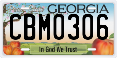 GA license plate CBM0306