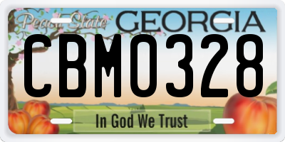 GA license plate CBM0328