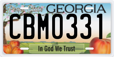 GA license plate CBM0331