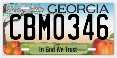 GA license plate CBM0346