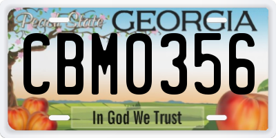 GA license plate CBM0356