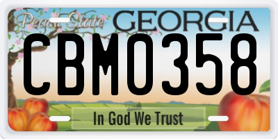 GA license plate CBM0358