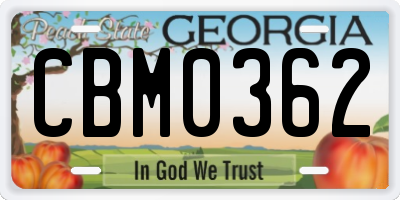 GA license plate CBM0362