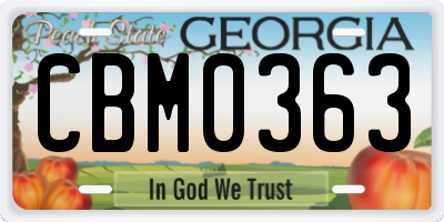 GA license plate CBM0363