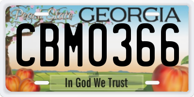 GA license plate CBM0366