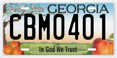 GA license plate CBM0401