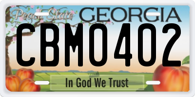 GA license plate CBM0402