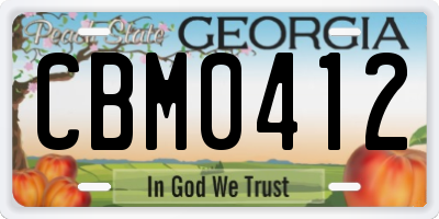 GA license plate CBM0412