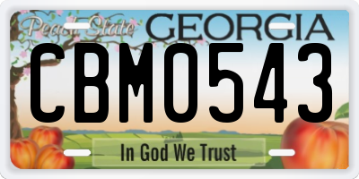 GA license plate CBM0543