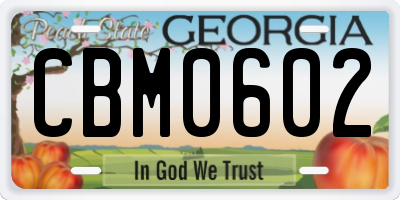 GA license plate CBM0602