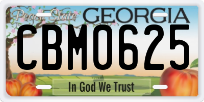 GA license plate CBM0625