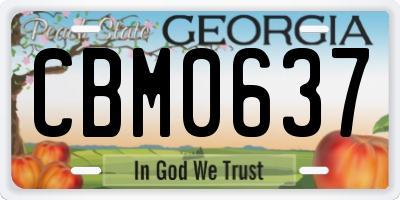 GA license plate CBM0637