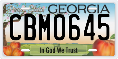 GA license plate CBM0645
