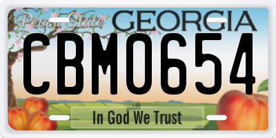 GA license plate CBM0654