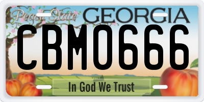 GA license plate CBM0666