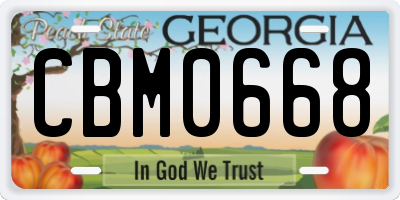 GA license plate CBM0668