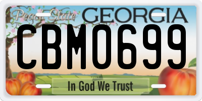 GA license plate CBM0699
