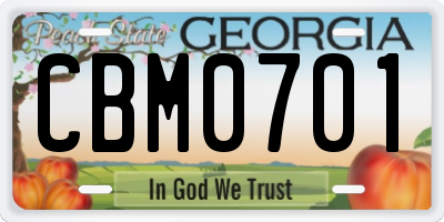 GA license plate CBM0701