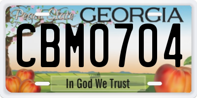 GA license plate CBM0704
