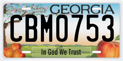 GA license plate CBM0753