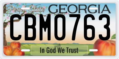 GA license plate CBM0763