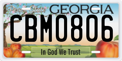GA license plate CBM0806