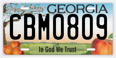 GA license plate CBM0809
