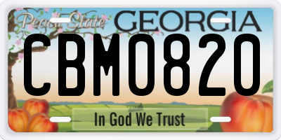 GA license plate CBM0820