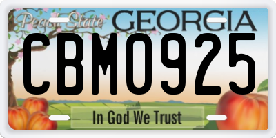 GA license plate CBM0925