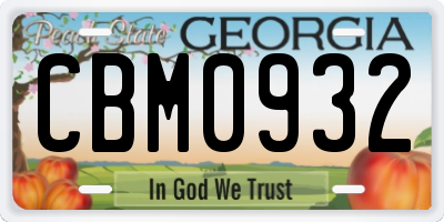 GA license plate CBM0932