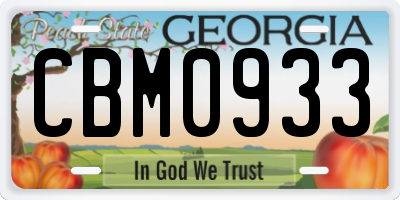 GA license plate CBM0933