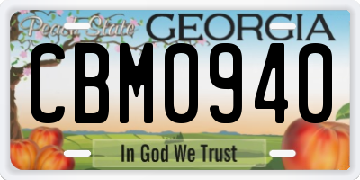 GA license plate CBM0940